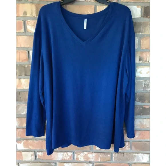 Passports Women’s Blue Long Sleeve V-Neck Top XL - Picture 5 of 6